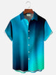 Camisa de manga corta con bolsillo abotonado y estampado digital geométrico en 3D retro con degradado de Alohadaddy para hombre talla grande y alta