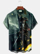 Alohadaddy Beach Vacation Men's Hawaiian Shirt Pirate Print Pocket Camping Shirt Big Tall