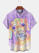 Alohadaddy Vintage Dog Print Chest Pocket Shirt Plus Size Men's Shirt Big Tall