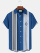 Alohadaddy Vintage Bowling Geometric Print Chest Pocket Shirt Plus Size Men's Shirt Big Tall