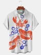Alohadaddy Beach Vacation Men's Hawaiian Shirt Lobster Print Pocket Camping Shirt Big Tall