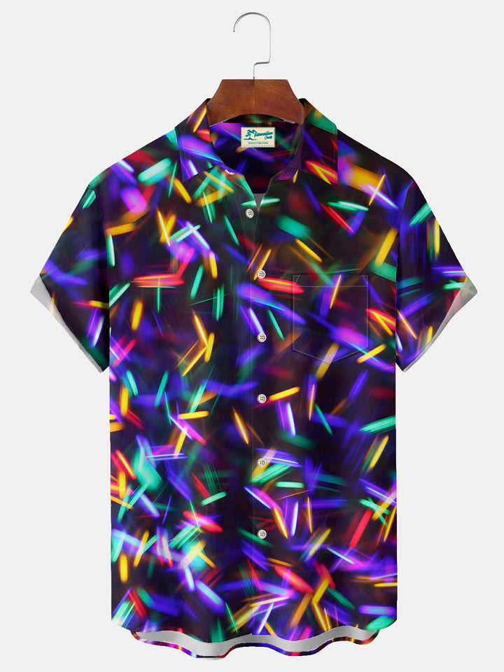 Alohadaddy Vintage Gradient Print Chest Pocket Shirt Plus Size Men&