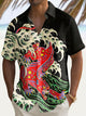 Alohadaddy Beach Vacation Men's Hawaiian Shirt Tiger Print Pocket Camping Shirt