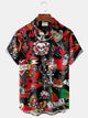 Alohadaddy Vintage Tattoo Print Chest Pocket Shirt Plus Size Men's Shirt Big Tall
