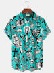 Alohadaddy Vintage Tattoo Print Chest Pocket Shirt Plus Size Men's Shirt Big Tall