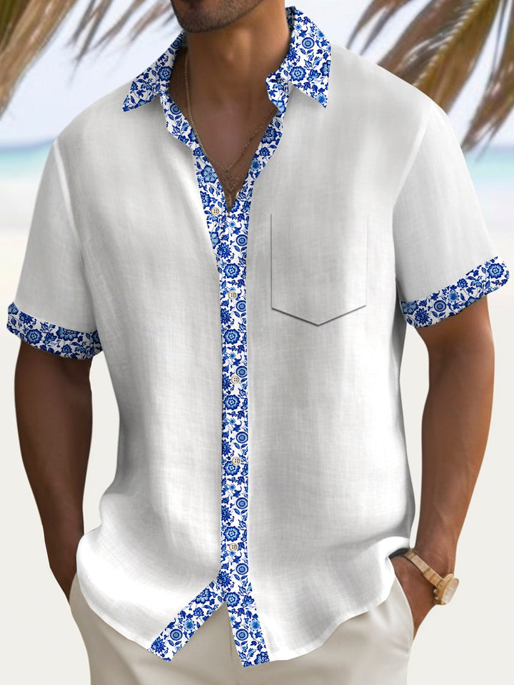 Alohadaddy Basic Floral Patchwork Printed Shirt Plus Size Men&