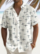 Alohadaddy Vintage Geometric Starburst Print Chest Pocket Shirt Plus Size Men's Shirt Big Tall