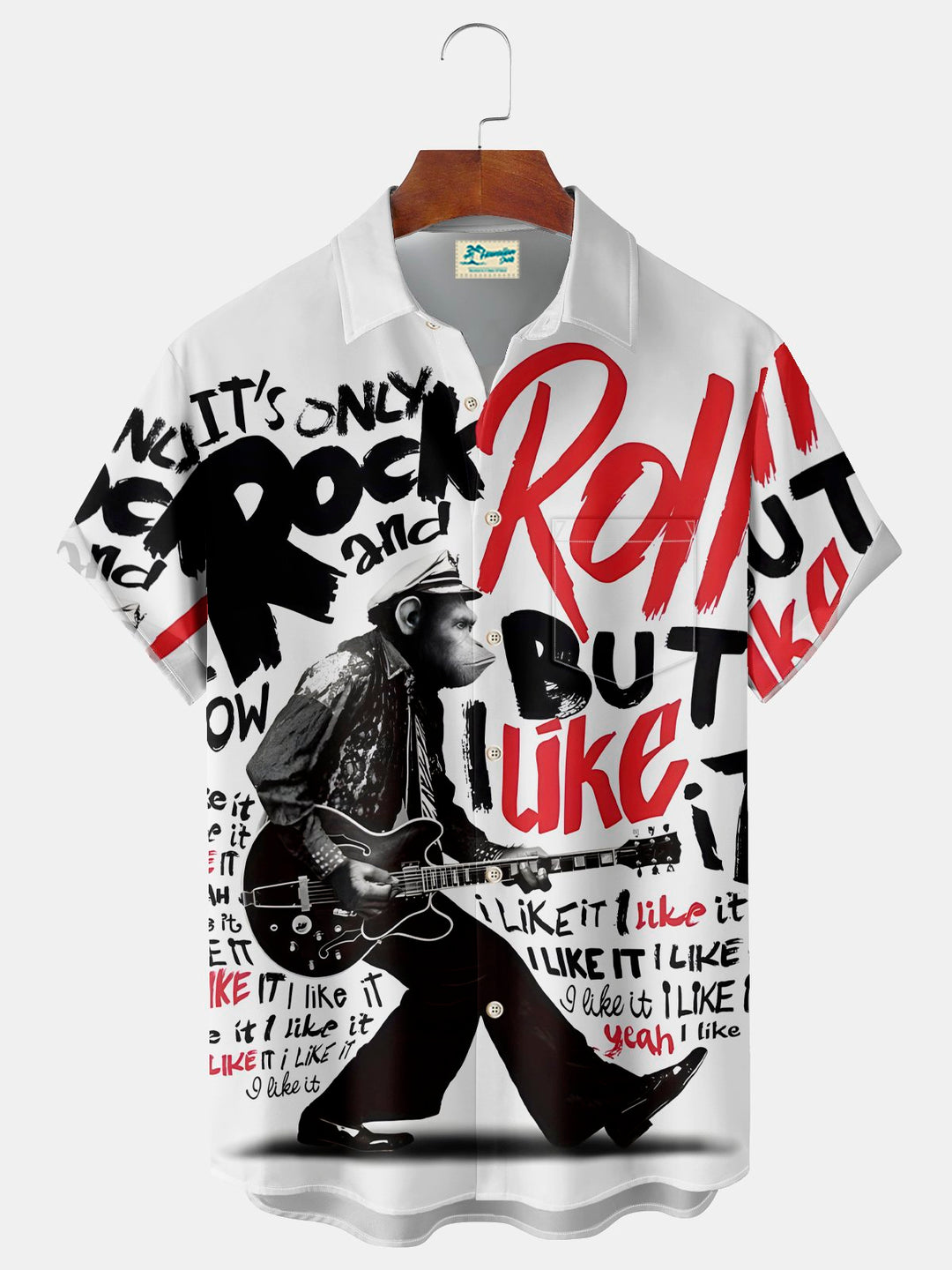 Chemise à poche poitrine à imprimé musical vintage pour homme Alohadaddy Big Tall