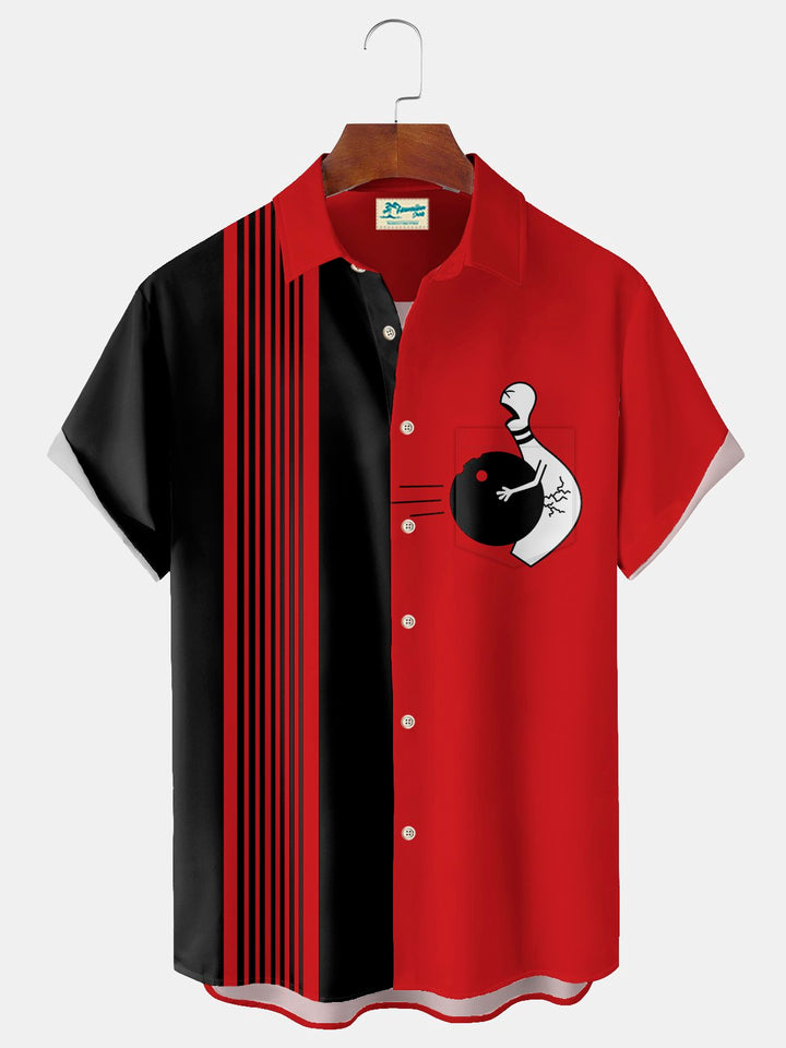 Camisa con bolsillo en el pecho y estampado de dibujos animados de bolos vintage de Alohadaddy, talla grande