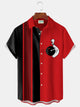 Alohadaddy Vintage Bowling Cartoon Print Chest Pocket Shirt Big Tall