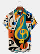 Alohadaddy Vintage Music Note Print Men's Chest Pocket Stretch Shirt Big Tall