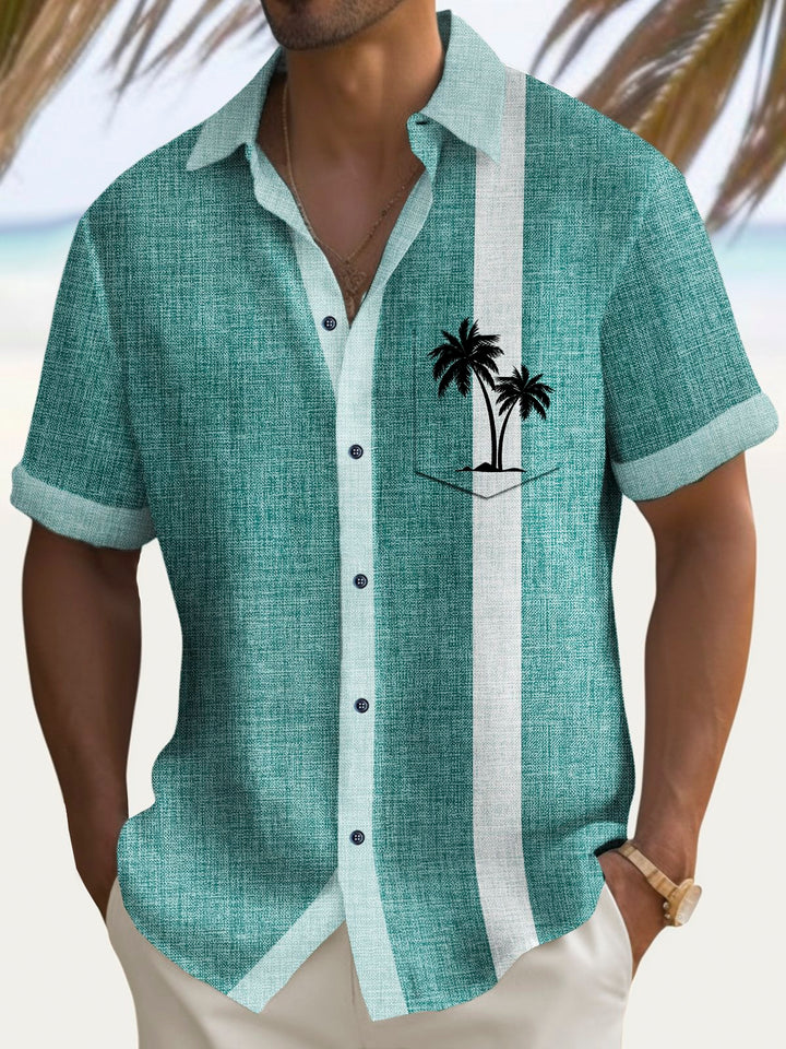 Alohadaddy Vintage Bowling Coconut Tree Print Men&
