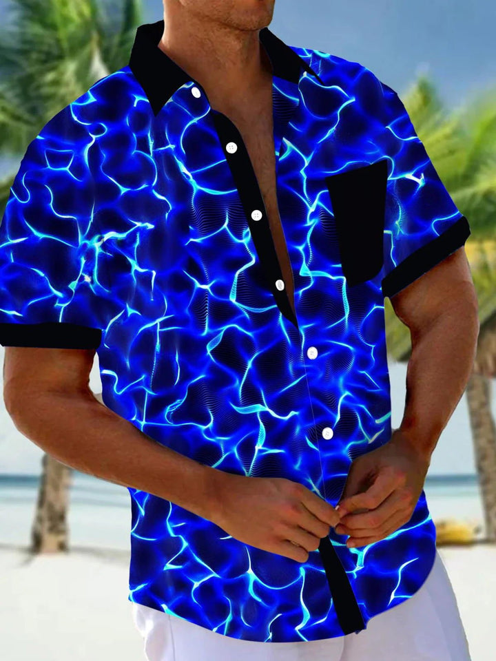 Chemise extensible à imprimé dégradé vintage Alohadaddy pour homme avec poche poitrine et imprimé texturé