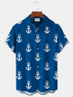Alohadaddy Beach Vacation Men's Hawaiian Shirt Nautical Anchor Print Pocket Camping Shirt Big Tall