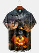 Alohadaddy Halloween Dog Print Men's Chest Pocket Stretch Shirt Big Tall