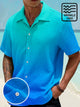 Alohadaddy Vintage Gradient Print Men's Chest Pocket Seersucker Stretch Shirt Big Tall