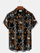 Camisa elástica con bolsillo en el pecho y estampado de dibujos animados de Halloween de Alohadaddy para hombre, talla grande