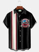 Alohadaddy Vintage Bowling Labor Day Flag Print Men's Chest Pocket Stretch Shirt Big Tall