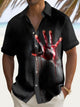 Camisa elástica con bolsillo en el pecho para hombre con estampado de huellas de sangre de Halloween de Alohadaddy, talla grande