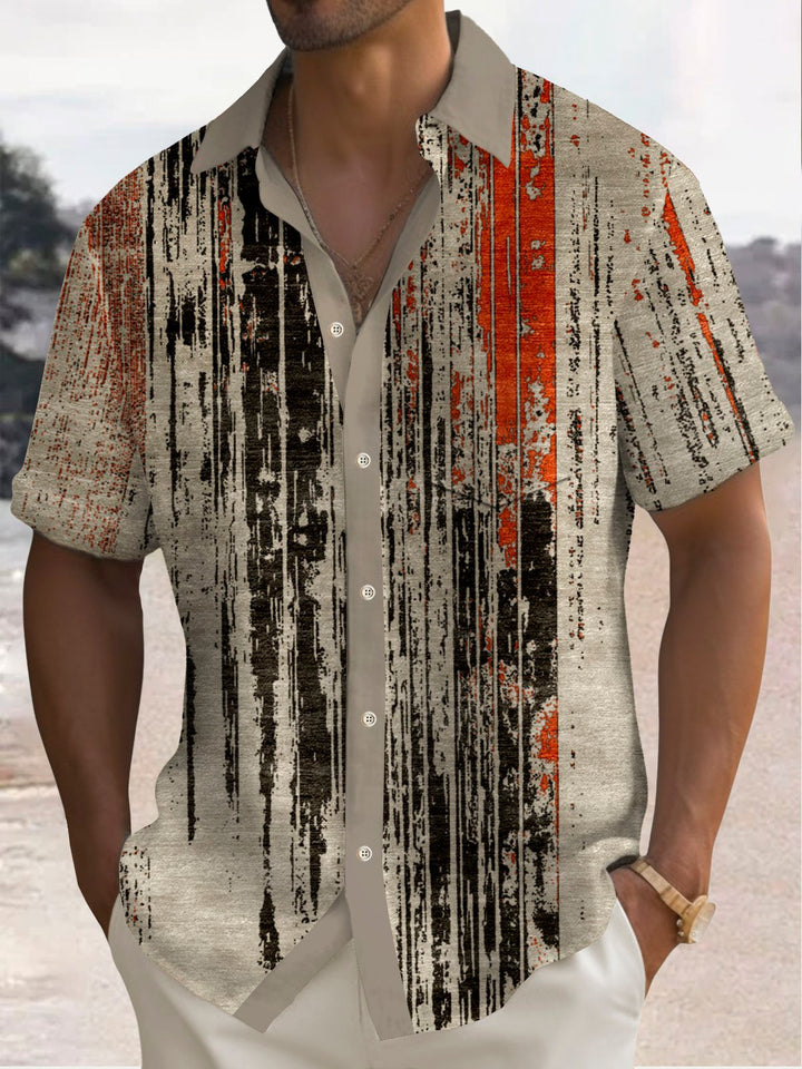 Camisa elástica con bolsillo en el pecho y estampado de textura abstracta vintage de Alohadaddy, talla grande
