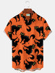 Alohadaddy Halloween Cat Print Men's Chest Pocket Stretch Shirt Big Tall
