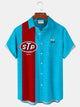 Alohadaddy Vintage Bowling Motor Oil Motorcycles Print Men's Chest Pocket Stretch Shirt Big Tall