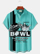 Alohadaddy Vintage Bowling Print Men's Chest Pocket Stretch Shirt Big Tall