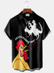 Alohadaddy Halloween Chicken Ghost Print Men's Chest Pocket Stretch Shirt Big Tall