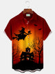 Alohadaddy Halloween Witch Print Men's Chest Pocket Stretch Shirt Big Tall