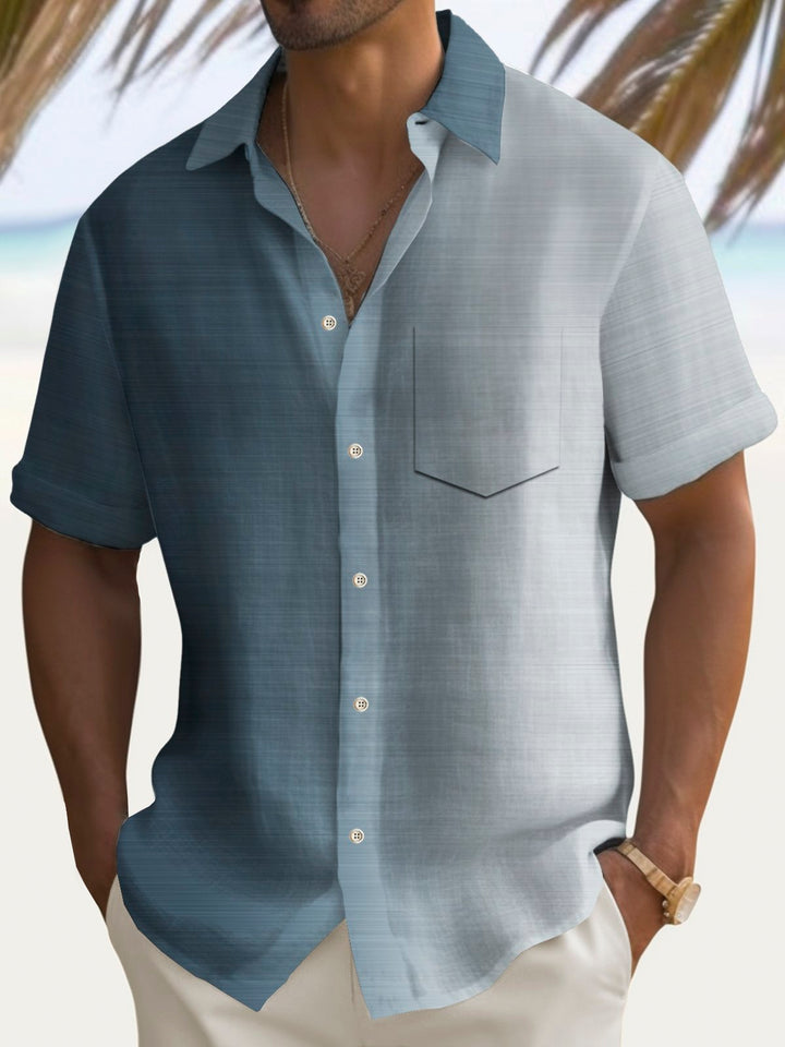 Alohadaddy Vintage Gradient Print Chest Pocket Stretch Shirt Big Tall