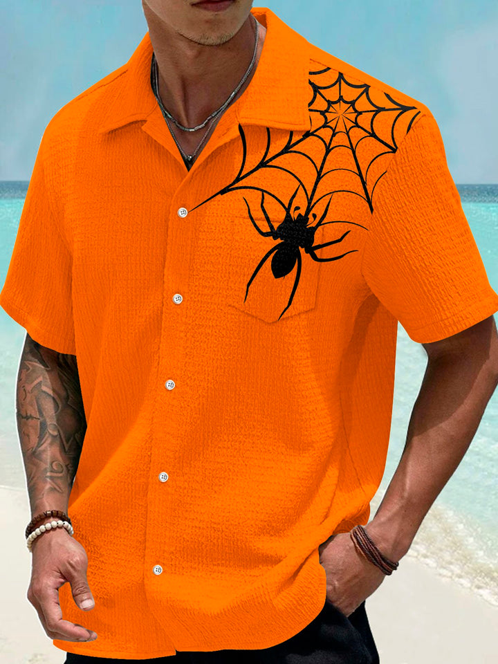 Chemise extensible en seersucker à imprimé araignée d&