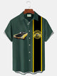 Alohadaddy Vintage Bowling Muscle Car Print Men's Chest Pocket Stretch Shirt Big Tall