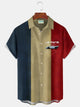 Alohadaddy Vintage Bowling Racing Print Men's Chest Pocket Stretch Shirt Big Tall