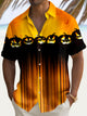 Camisa elástica con bolsillo en el pecho y estampado degradado de calabaza de Halloween para hombre de Alohadaddy, talla grande