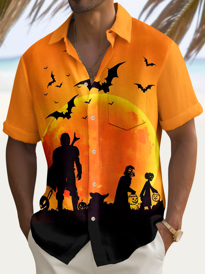 Chemise extensible à poche poitrine pour homme avec imprimé dessin animé d&