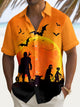Camisa elástica con bolsillo en el pecho y estampado de dibujos animados de Halloween de Alohadaddy para hombre, talla grande