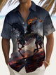 Camisa elástica con bolsillo en el pecho para hombre con estampado de esqueleto, caballo y caballero de Halloween de Alohadaddy, talla grande