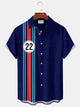 Alohadaddy Vintage Bowling Cars 22 Print Men's Chest Pocket Stretch Shirt Big Tall