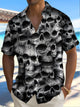 Alohadaddy Halloween Skull Print Men's Chest Pocket Stretch Shirt Big Tall