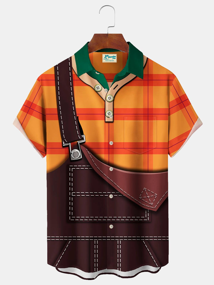 Camisa elástica con bolsillo en el pecho para hombre con estampado de dibujos animados y ropa de trabajo divertida para el Día del Trabajo de Alohadaddy, talla grande