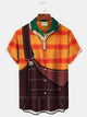 Alohadaddy Labor Day Fun Workwear Cartoon Print Men's Chest Pocket Stretch Shirt Big Tall