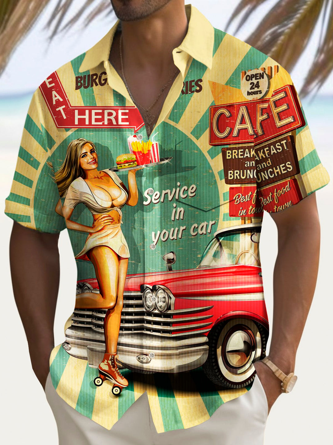 Alohadaddy Vintage Car Girl Poster Print Men&