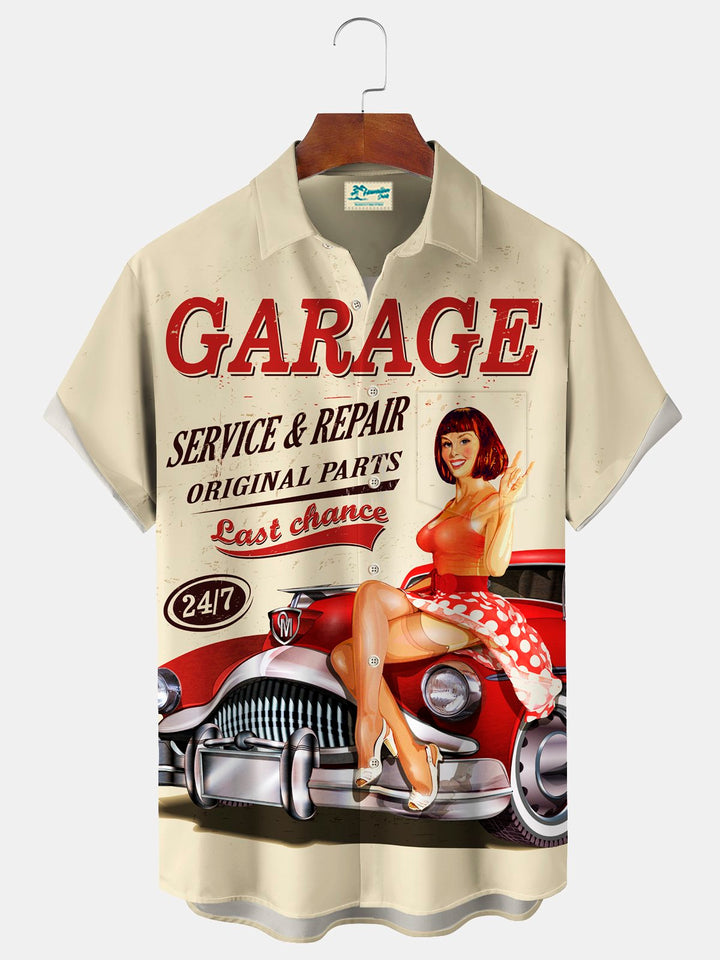 Alohadaddy Vintage Car Girl Poster Print Men&