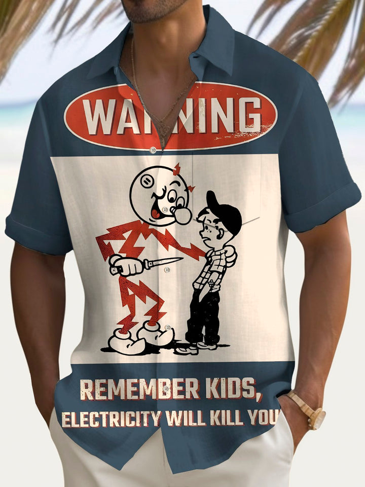 Alohadaddy Vintage Warning Cartoon Print Men&
