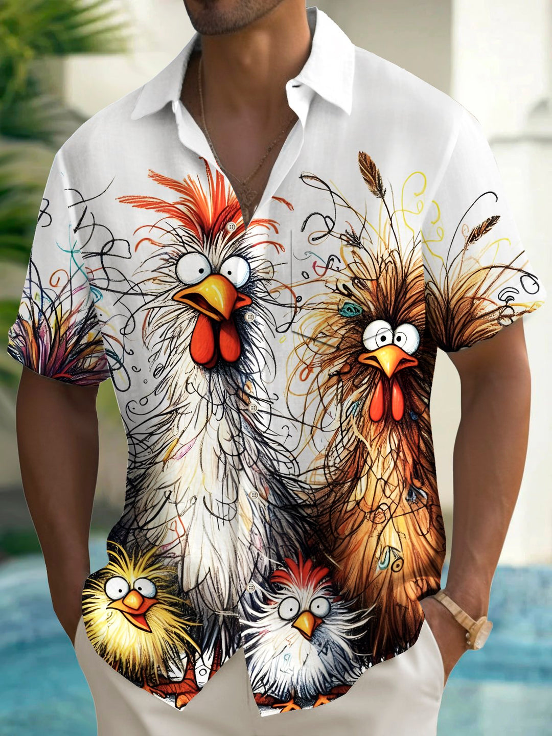 Alohadaddy Vintage Funny Chick Cartoon Print Men&
