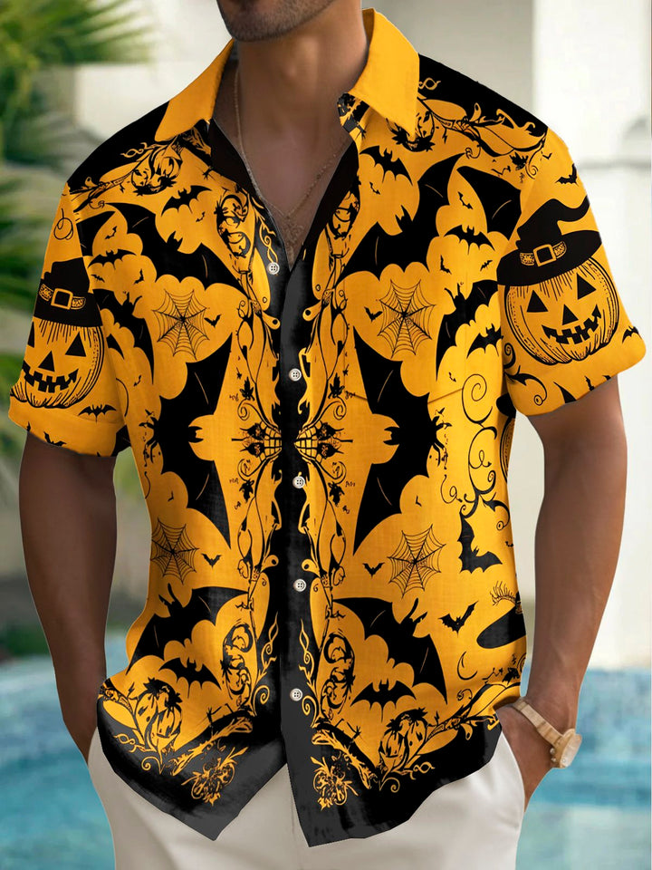 Alohadaddy Halloween Pumpkin Bat Print Men&