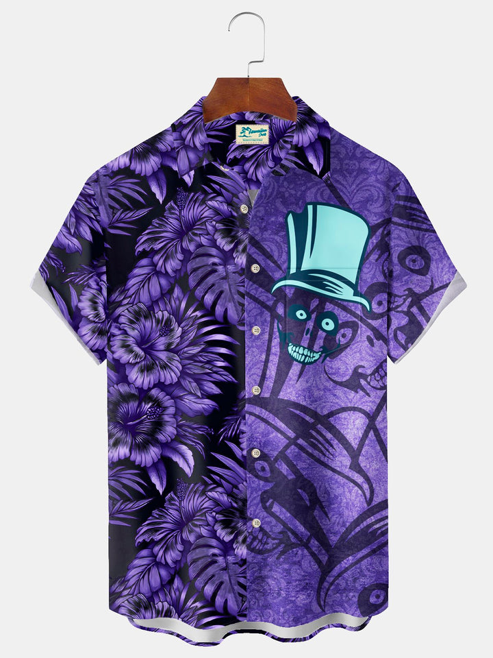 Alohadaddy Halloween Skull Floral Print Men&