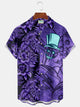 Camisa elástica con bolsillo en el pecho y estampado floral de calavera de Halloween para hombre de Alohadaddy, talla grande