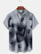 Alohadaddy Halloween Ghost Print Men's Chest Pocket Stretch Shirt Big Tall