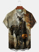 Camisa elástica con bolsillo en el pecho y estampado de caballero de Halloween para hombre de Alohadaddy, talla grande